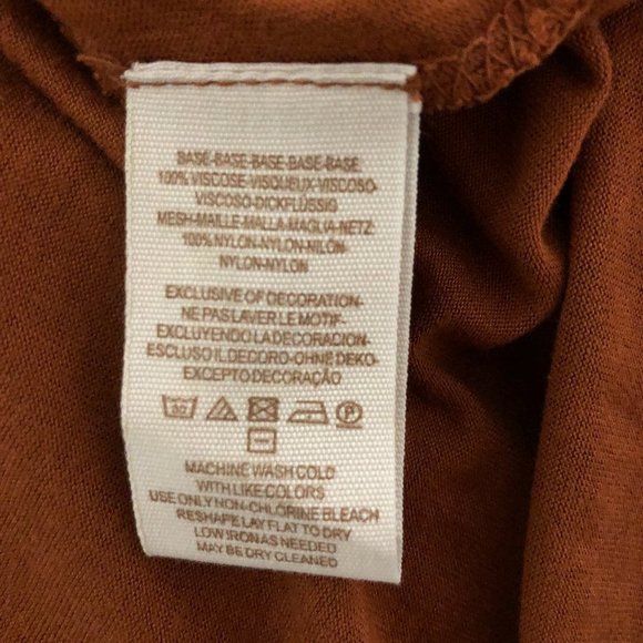 Free People Brown/Orange Mesh Hi-Low Long Sleeve Top - Picture 6 of 6